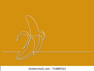 one line drawing of isolated vector object - peeled banana