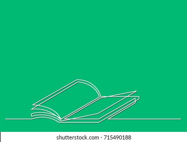 one line drawing of isolated vector object - open book with flying pages