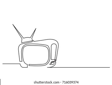 dibujo de una línea de objeto vectorial aislado - conjunto de televisión retro