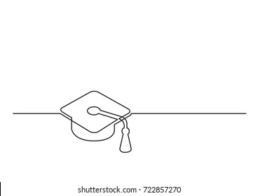 one line drawing of isolated vector object - graduation cap