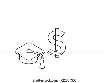 one line drawing of isolated vector objects - cost of education