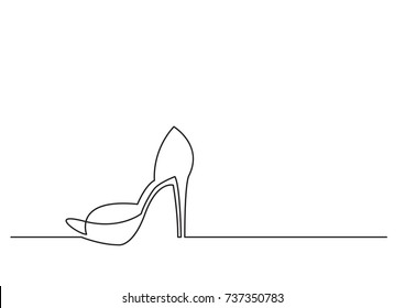 one line drawing isolated vector object    high heel shoe