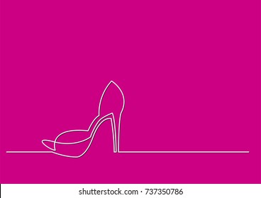 one line drawing of isolated vector object - high heel shoe