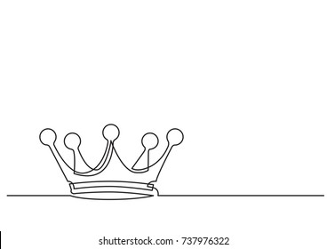 One Line Drawing Of Isolated Vector Object - Crown