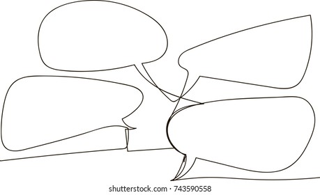 one line drawing of isolated vector object - speech bubbles