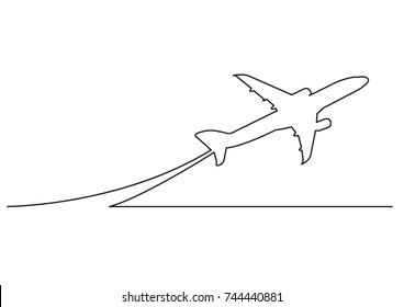 one line drawing isolated vector object    passenger airplane