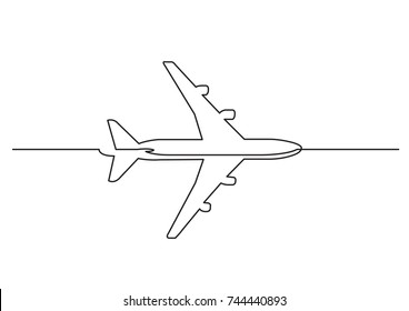 One Line Drawing Of Isolated Vector Object - Passenger Airplane