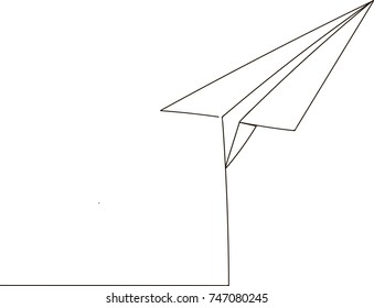 one line drawing of isolated vector object - Paper Plane