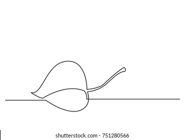 One Line Drawing Of Isolated Vector Object - Tree Leaf