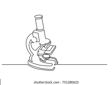 one line drawing of isolated vector object - scientific microscope