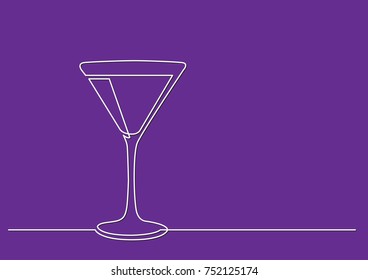 one line drawing of isolated vector object - cocktail glass