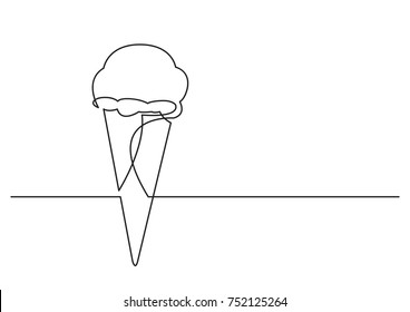 one line drawing of isolated vector object - ice cream cone