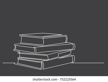 one line drawing of isolated vector object - pile of books
