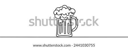 one line drawing of isolated vector object - beer pint and glass