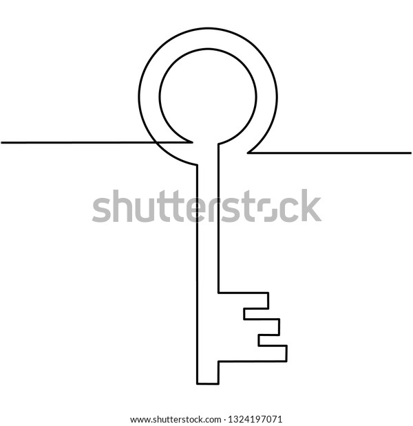 one line\
drawing of isolated vector object - old\
key