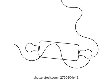 Dibujo de una línea de un rodillo de cocina con diseño minimalista y gráficos de Vector aislados