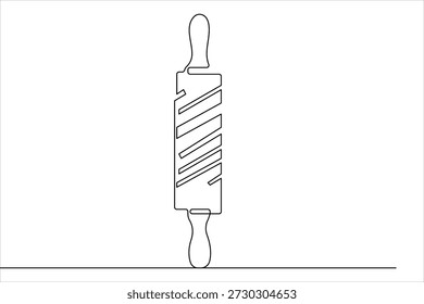 One line drawing of a kitchen roller pin featuring minimalist design and isolated vector graphics