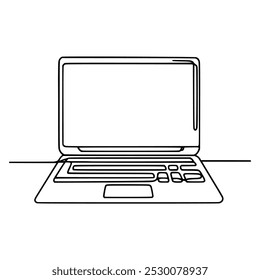 one line drawing laptop gadget technology vector illustration template design