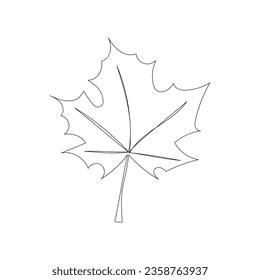 Dibujo de una línea de hoja. Otoño, primavera, verano del tipo de letra del guión y deja aislado en la ilustración del vector de fondo blanco.