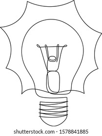 One line drawing light bulb symbol idea. Continuous line style. Vector