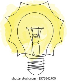 One line drawing light bulb symbol idea. Continuous line style. Vector