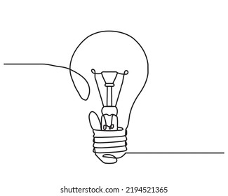 One line drawing light bulb vector illustration minimalism concept.