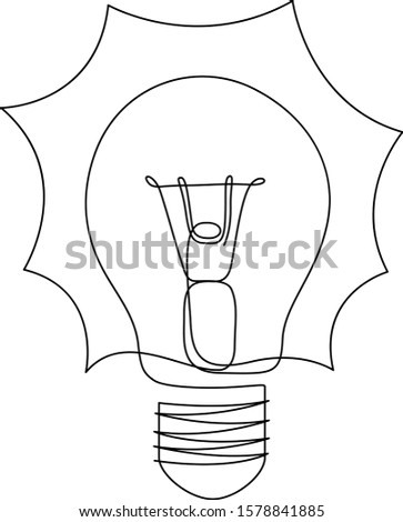 One line drawing light bulb symbol idea. Continuous line style. Vector