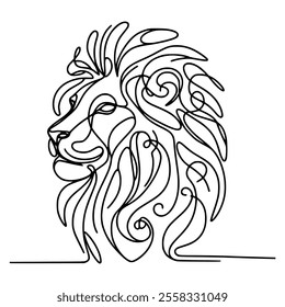 one line drawing lion head animal wild nature vector illustration template design