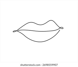 Dibujo de una línea de labios Elegante Vector de labios femeninos Labios Abstractas Idea de diseño de logotipo