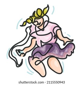 One line drawing of little girl listening music with her headphones
One continuous line drawing of dance and music concept.
