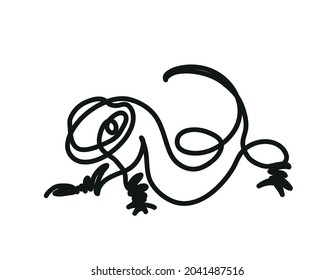 One line drawing of lizard.
One continuous line drawing of a lizard isolated on a white background

