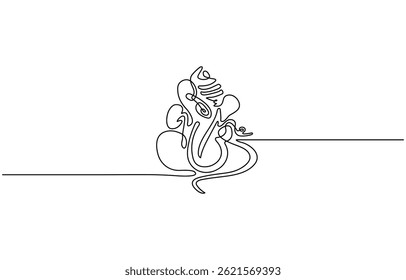 One Line Drawing of Lord Ganesha