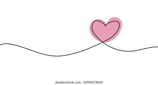 One line drawing love. Modern minimalism art, aesthetic contour. Single line vector illustration