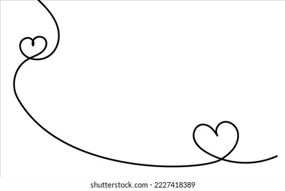 Un dibujo de la señal de amor con dos corazones abrazan el diseño minimalista con fondo blanco. Dos corazones continuos en el espacio para el texto