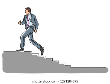one line drawing of man climbing career ladder