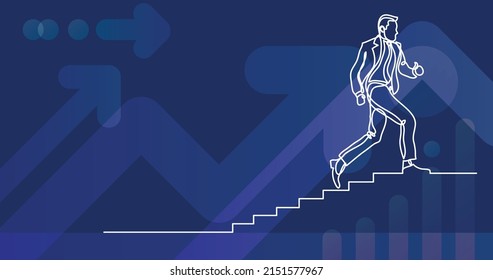 dibujo de una línea de la escalera de la carrera de escalada del hombre