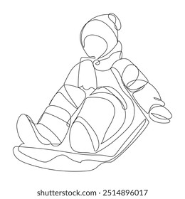 One line drawing of man doing winter vacation sport, Vector illustration skier downhill skiing winter sport activity black white line art drawing, Winter vacation sports single line art