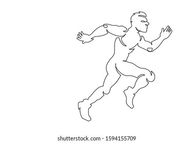 one line drawing of man running fast