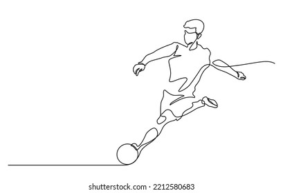 dibujo de una línea de hombre filmando ilustración de vector de fútbol para publicidad, celebración, documento, aplicación, sitio web, web, móvil, impresión, banner, logo, diseño de afiches, etc.