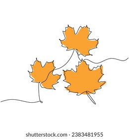 Dibujo de una línea de hojas de arce. Ilustración vectorial aislada. Diseño minimalista a mano.