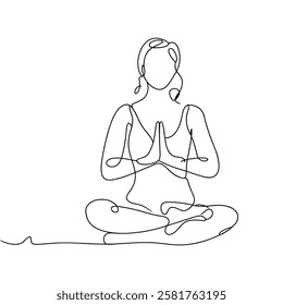 One Line Drawing of a Meditating Woman
