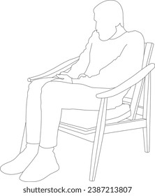 one line drawing men on chair