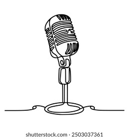 one line drawing microphone vector illustration template design