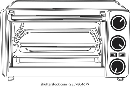 One Line Drawing Microwave - Kitchen Appliance Concept, Continuous Line Microwave Illustration - Cooking Utensil, Single Line Draw Microwave Oven - Household Gadget