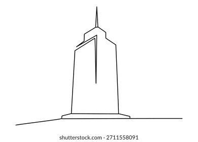 Dibujo de una línea del edificio de oficinas moderno de gran altura