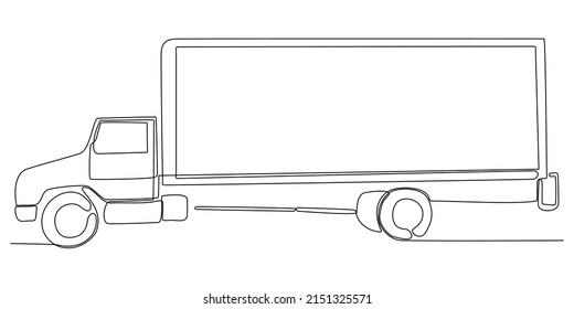 One Line Drawing Modern Large Trailer Stock Vector (Royalty Free ...