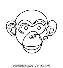 one line drawing monkey head wild animal primate vector illustration template design