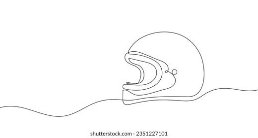 One line drawing of motorcycle helmet. Vector illustration