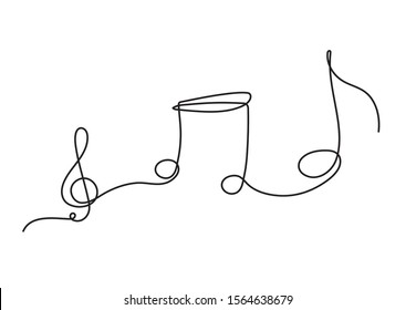 one line drawing of music notes isolated vector object continuous simplicity lineart design of sign and symbols.