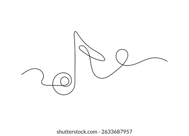 One line drawing music notes and microphone, minimalist vector illustration design

